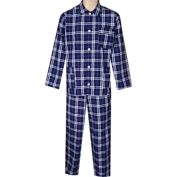Pánské pyžamo Pánské Pyžamo Popelín FOLTÝN PI35 modrá kostka Velikost: 3XL, Materiál: Košilovina-popelín