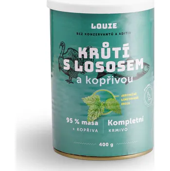 Krmivo pro psa Krůtí konzerva s lososem a kopřivou LOUIE 95% maso 400g