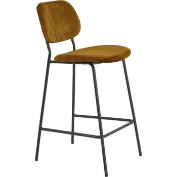 Barová židle Sametová barová židle v hořčicové barvě 92 cm Emma – Light & Living ID_1525330
