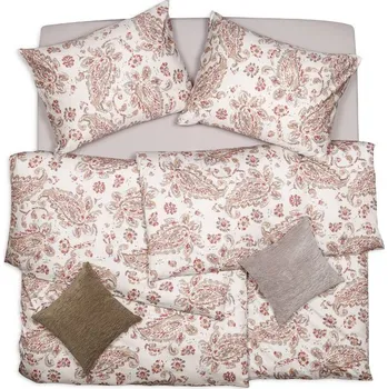 Bytový textil SCANquilt povlečení SATÉN PLUS romance béžovohnědorezavá 240 x 200/70 x 90 cm