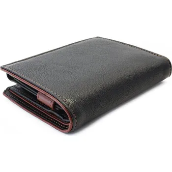 Peněženka Černá pánská kožená peněženka s hnědou zápinkou Jennie