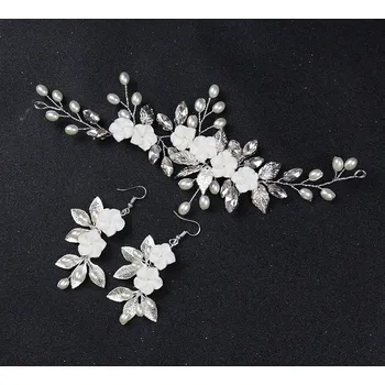 Souprava šperků B-TOP Slavnostní souprava ozdoby do vlasů s náušnicemi - stříbrná