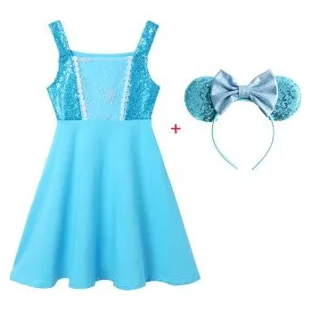 Karnevalový kostým Dívčí letní šaty/kostým s čelenkou, princezny Disney Varianta: královna Elsa III., Velikost: 140 (7-8 let)