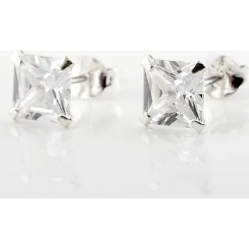 Náušnice Stříbrné naušnice pecičky se čtvercovým zirkonem STNAU1474F