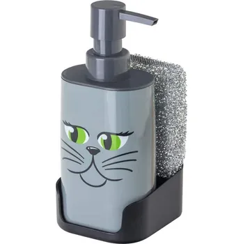 Dávkovač mýdla Dávkovač na jar a houba šedá kočka Felix VIGAR (barva-šedá,černá)