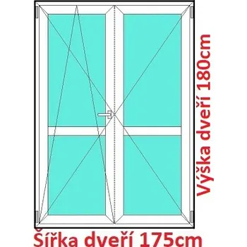 Okno Soft Dvoukřídlé balkonové dveře s příčkou 175x180 cm, otevíravé a sklopné