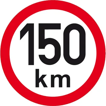 Samolepicí dekorace na vozidlo Maximální rychlost 150 km - kruhová samolepka Ø 150 mm