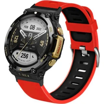 Příslušenství k chytrým hodinkám eses Silikonový řemínek sportovní pro Amazfit T-Rex 2 - Červeno černý