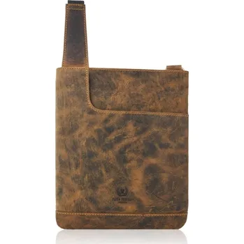 Kabelka Paolo Peruzzi Dámská crossbody z pravé kůže PAOLO PERUZZI; hnědá žíhaná