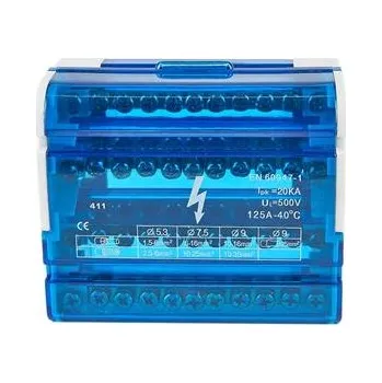 Rozvaděč Distribuční blok VCX BLK 411 / 4 póly / 11 otvorů / 125A / na DIN lištu