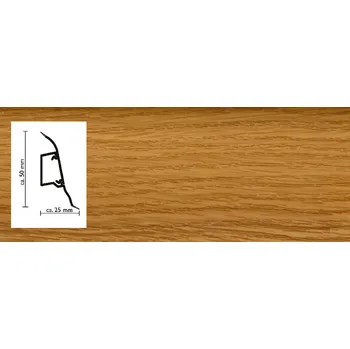 soklová lišta 2080 lišta sokl. Dub přírodní SLK50 s pružnými chlopněmi pro vedení kabelů