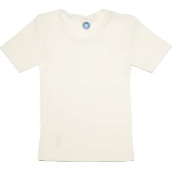 Dětské triko s krátkým rukávem z merino vlny, bavlny a hedvábí krémové Cosilana Velikost: 152