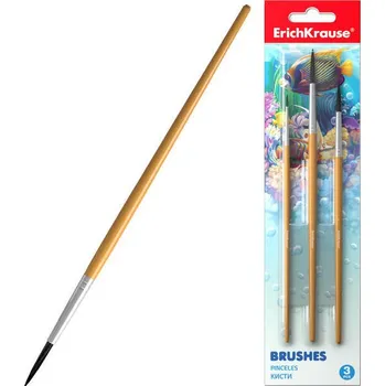 Umělecký štětec Sada školních štětců, přírodní vlas - veverka, 3ks - kulaté vel. 2, 4, 5