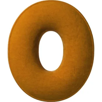 Polštář Yellow Tipi Cihlově oranžový sametový polštář písmeno O 40 cm