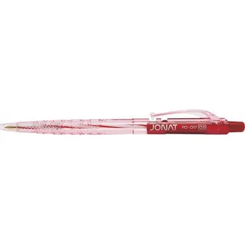 Kuličkové pero "Jonat", červená, 0,25mm, stiskací mechanismus, FLEXOFFICE