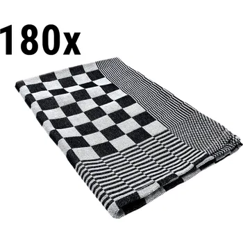 Utěrka G.Gastro (180 Kusů) Utěrka z bavlny - 65 x 65 cm - černo/ bílo károvaná