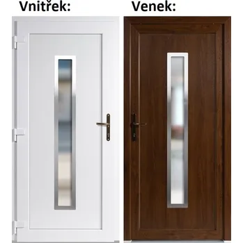 Vchodové dveře Plastové vchodové dveře Soft Hana Inox zlatý dub/bílá 98x198 cm, levé