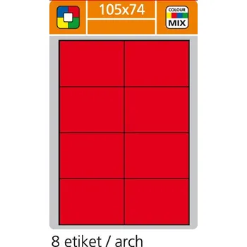 Samolepící etiketa Print etikety A4 pro laserový a inkoustový tisk - 105 x 74 mm (8 etiket/ arch) červená, 100 listů