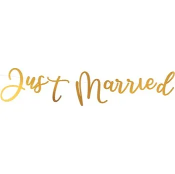 Svatební dekorace Amscan Banner svatební Just married zlatý 91,5 cm