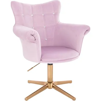 Otočné křeslo Nuuk velur na zlatém kříži - fialový vřes