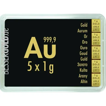 Zlatý slitek 5x1g Combibar VALCAMBI (Švýcarsko)