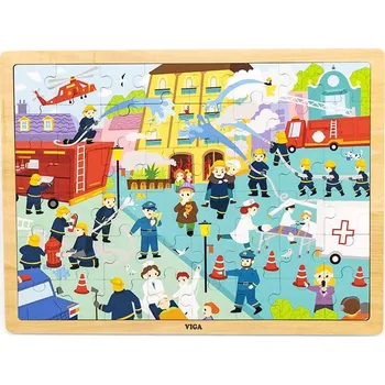 Puzzle Dřevěné puzzle 48 dílků Viga Hasiči