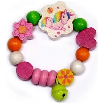 Dřevěné chrastítko baby s rolničkou JEDNOROŽEC - HESS