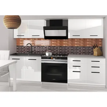 Kuchyňská linka Kuchyňská linka Belini 160 cm bílý lesk s pracovní deskou Kompakto2 INF KOMPAKTO2/2/WT/W/0/B1