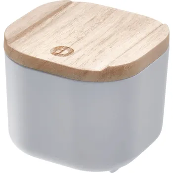 Úložný box Šedý úložný box s víkem ze dřeva paulownia iDesign Eco, 9 x 9 cm ID_1387501