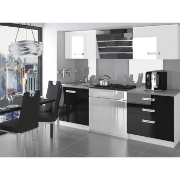 Kuchyňská linka Kuchyňská linka Belini 120 cm bílý lesk / černý lesk s pracovní deskou Saturno INF SATURNO/2/WT/WB/0/D