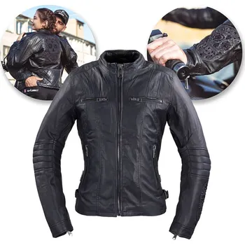 Moto bunda W-Tec Dámská kožená bunda W-TEC Strass Barva černá s kamínky, Velikost XXL