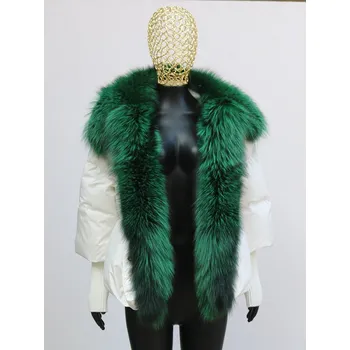 Dámská parka Dámská zimní bunda s peřím a pravým kožíškem lišky Velikost: L, Barva (Varianta): 57