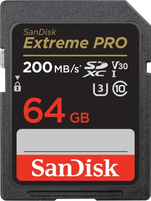 SanDisk Extreme SDXC Pro Card 64GB 200MB/s Class 10 UHS-I U3 V30