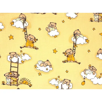 Mirtex Látka HAFLE 120/212768-8-3 Medvídek žebřík žlutý šíře 142cm Velkoobchod Ceník: VELKOOBCHOD: po celých rolích, bez odvíjení