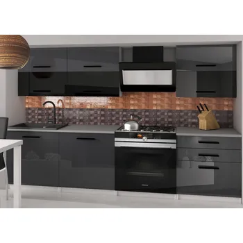 Kuchyňská linka Kuchyňská linka Belini 180 cm šedý lesk / černý lesk s pracovní deskou Primera2 INF PRIMERA2/2/WT/SBS/0/B1