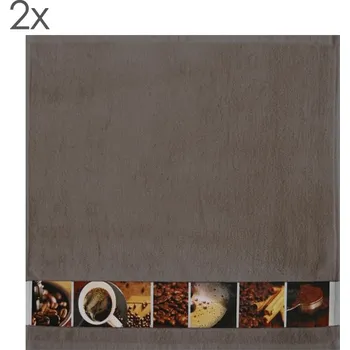 Talíř Ručník do kuchyně sada 2 kusy KAFFEE, šedohnědá, Framsohn ▪ Kč 579 ️ - Luxurytable.cz Framsohn