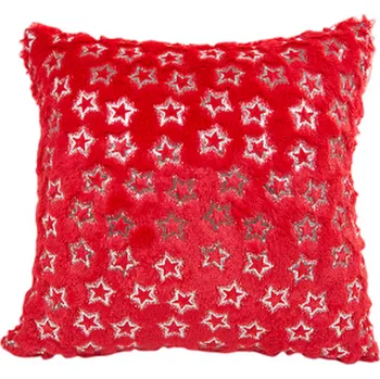 Povlak na polštářek Plyšový povlak na polštářek se stříbrnými hvězdami 43x43 cm Barva: Červená