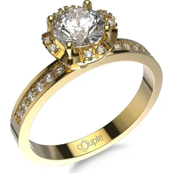 Prsten Couple, Nepřehlédnutelný zásnubní prsten Padmé, žluté zlato se zirkony, vel.: 52, ø16,6 mm, 5210513-0-52-1