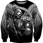 Mikina s originálním 3D potiskem smrtka kostlivec s kosou Velikost: 7XL, Barva (Varianta): Mikina