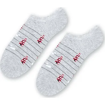 Dámské ponožky Světle šedé unisex kotníkové ponožky se vzorem Art.117 YF003, LIGHT GARY MELANGE Velikost: 41/43