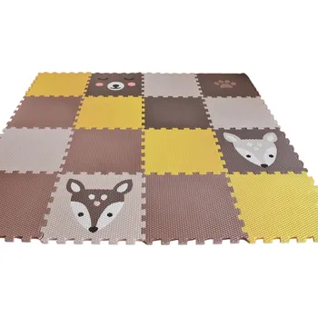 Vylen Hrací pěnové puzzle do dětského pokoje 16 dílů ŽLUTO-HNĚDÉ