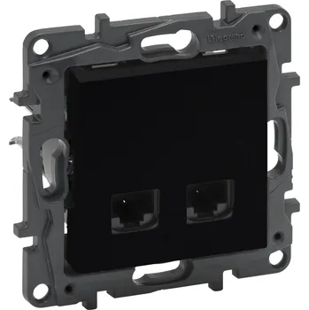 Elektrická zásuvka Legrand NILOÉ STEP zásuvka datová dvojitá RJ45 (CAT5E FTP) ČERNÁ /863558/