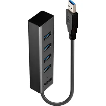 USB hub LINDY 43324 4 porty USB 3.1 Gen 1 hub černá