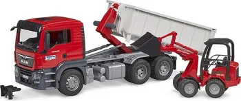 Bruder 3767 Man TGS nákladní auto s kontejnerem a nakladačem Schäffer červené