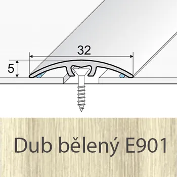 přechodová lišta PROFIL Team - Přechodový profil 32 mm, oblý - narážecí Barva dekoru: dub bělený E901, Délka lišty: 270 cm