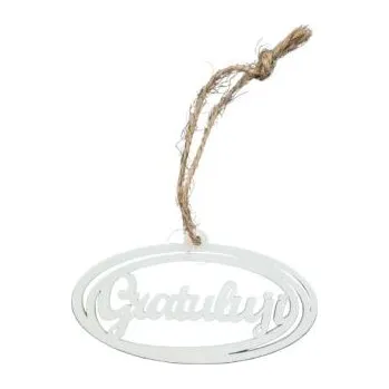 Závěs "Gratuluji" 10ks dřevěný, bílý