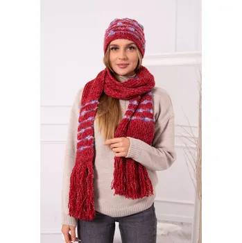 Čepice Dámská souprava se šátkem Anika K304 červená UNI
