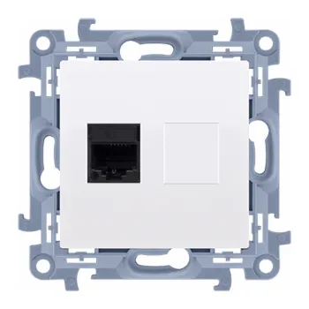 Elektrická zásuvka Počítačová zásuvka RJ45 single Kontakt-Simon S10 s uzemňovací kočkou 5e bílá