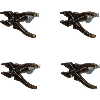 Dveřní kování Sada 4ks kovová černo-hnědá úchytka s patinou kleště Vardan – 6x3x3 cm