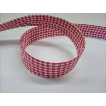 Popruh bavlněný 25mm, káro růžové jemné, galanterie, metráž